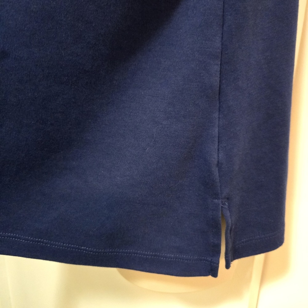 Quacker Factory Size XL Navy Field of Daisies Button-up Short Sleeve Knit Top - Picture 3 of 6